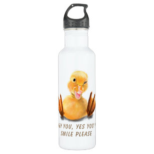 Funny Yellow Duck Playful Wink Happy Smile Cartoon 710 Ml Water Bottle