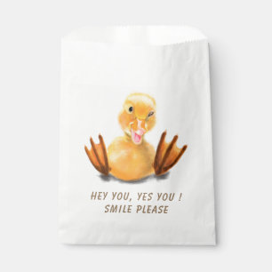 Funny Yellow Duck Playful Wink Happy Smile Cartoon Favour Bags