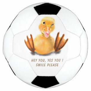 Funny Yellow Duck Playful Wink Happy Smile Cartoon Football
