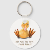 Funny Yellow Duck Playful Wink Happy Smile Cartoon