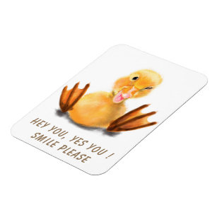 Funny Yellow Duck Playful Wink Happy Smile Cartoon Magnet