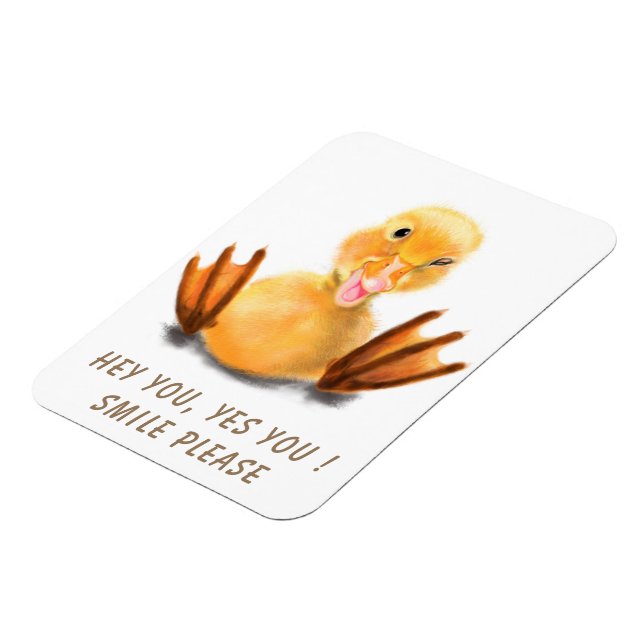 Funny Yellow Duck Playful Wink Happy Smile Cartoon Magnet (Left Side)