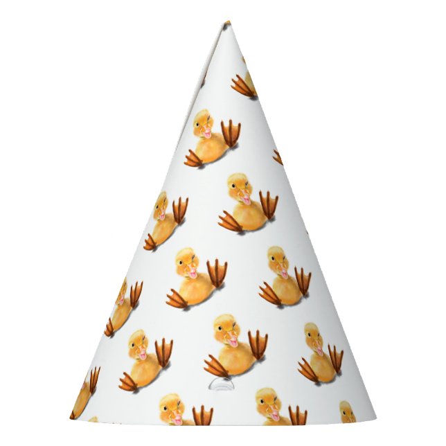 Funny Yellow Duck Playful Wink Happy Smile Cartoon Party Hat (Left)