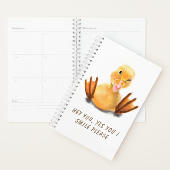 Funny Yellow Duck Playful Wink Happy Smile Cartoon Planner (Display)