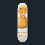 Funny Yellow Duck Playful Wink Happy Smile Cartoon Skateboard<br><div class="desc">Funny Yellow Duck Playful Wink Happy Smile Cartoon Drawing and Text - Choose / Add Your Unique Text / Font / Color - Make Your Special Gift - Resize and move or remove and add elements / image with customization tool ! - Drawing and Design by MIGNED. You can also...</div>