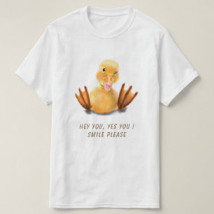 Funny Yellow Duck Playful Wink Happy Smile Cartoon T-Shirt