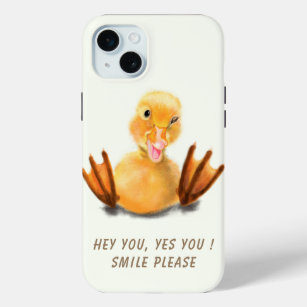 Funny Yellow Duck Playful Wink Happy Smile iPhone 15 Mini Case