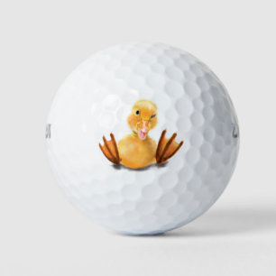 Funny Yellow Duck Playful Wink Happy Smile  Golf Balls