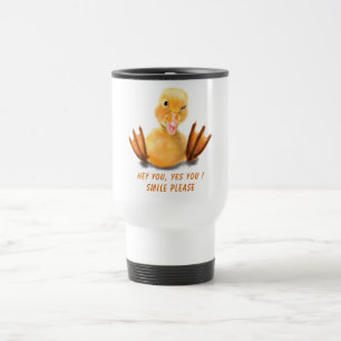 Funny Yellow Duck Playful Wink Happy Smile Please Travel Mug