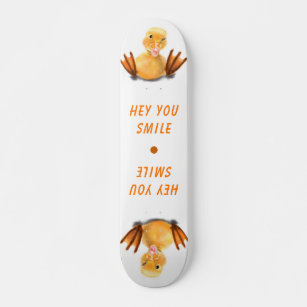 Funny Yellow Duck Playful Wink - Hey Smile Skateboard