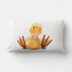Funny Yellow Duck Playful Wink - Smile  Lumbar Cushion