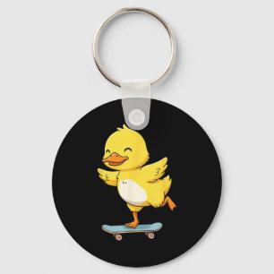 Funny Yellow Duck Skater Skateboard Ballerina Zoo  Key Ring