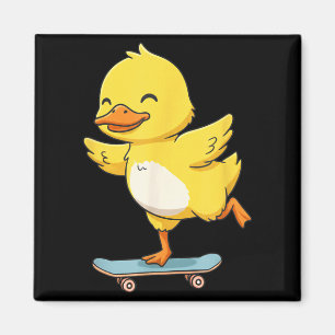 Funny Yellow Duck Skater Skateboard Ballerina Zoo Magnet