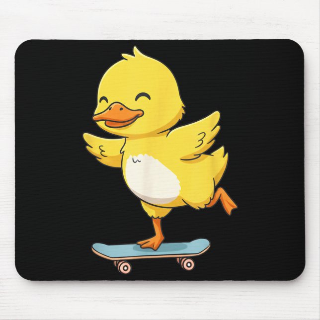 Funny Yellow Duck Skater Skateboard Ballerina Zoo  Mouse Mat (Front)