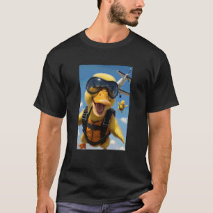 Funny Yellow Duck Sky Diving Diver Animal Lover Zo T-Shirt