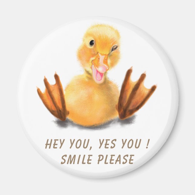 Funny Yellow Duckling Playful Magnet Smile Cartoon (Front)