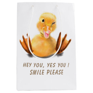 Funny Yellow Duckling Playful Wink Gift Bag Smile