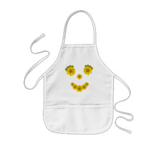 Funny Yellow Flower Bright Eyed Smile Kids Apron