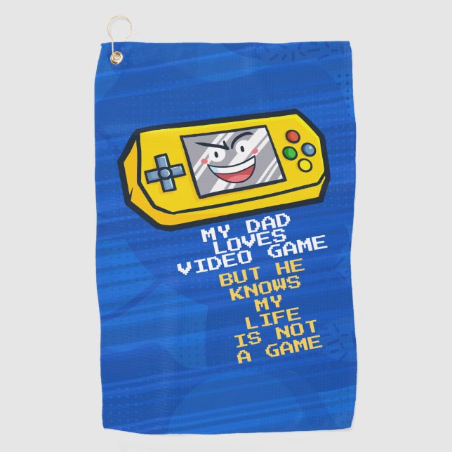 Funny Yellow Game Portable Father's Day Greeting Golf Towel (Front)