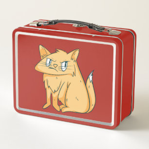 Funny Yellow Ginger Cat Metal Lunch Box