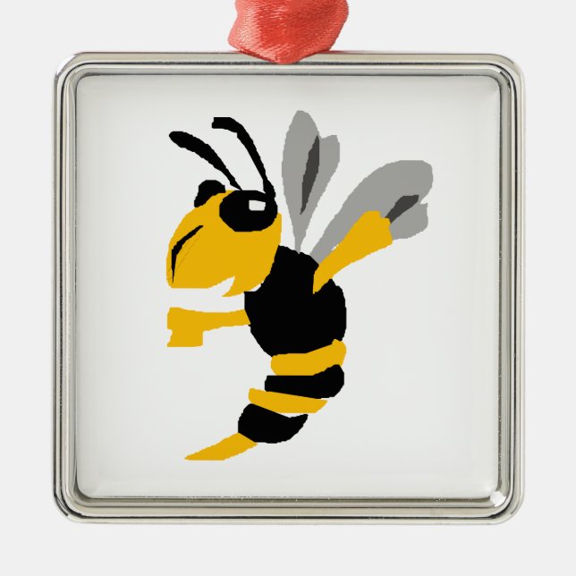 Funny Yellow Jacket Primitive Art Metal Tree Decoration (Front)