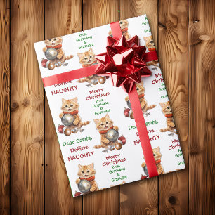 Funny Yellow Kitten Define Naughty Christmas Wrapping Paper