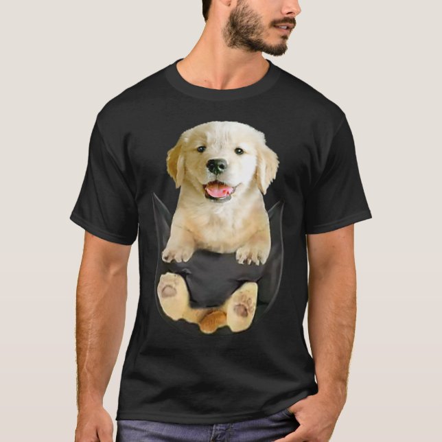 Funny Yellow Lab In Pocket Labrador Retriever_1 T-Shirt (Front)