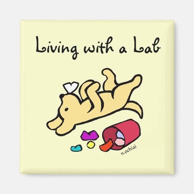 Funny Yellow Labrador Cartoon Magnet (Front)