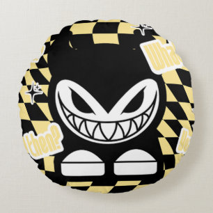 Funny Yellow Labubou-Inspired  Round Cushion