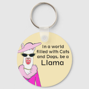 Funny Yellow Lady Llama Advice Key Ring
