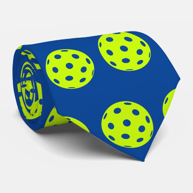 Funny Yellow Pickleball Neck Tie (Rolled)
