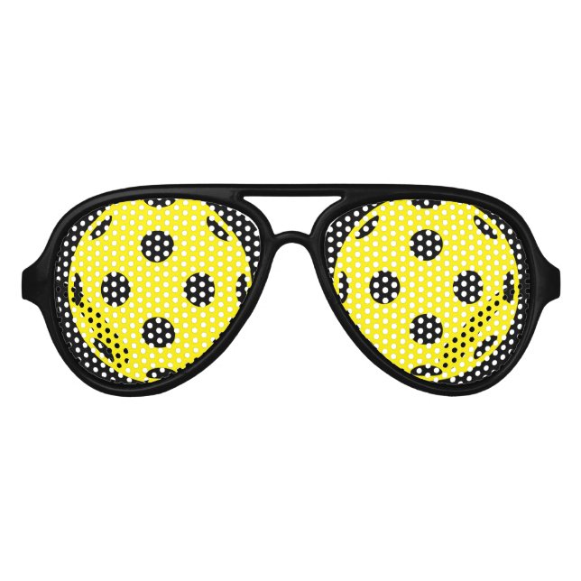 Funny yellow pickleball party shades sunglasses (Front)