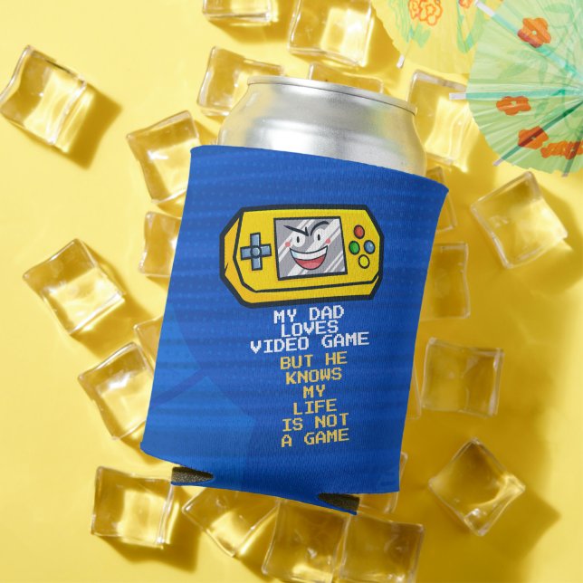 Funny Yellow Portable Game Father's Day Greeting Can Cooler (In Situ Summer)