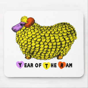 Funny Yellow Ram Chinese Year Zodiac Birthday Mous Mouse Mat