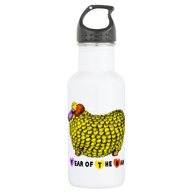 Funny Yellow Ram Chinese Year Zodiac Birthday WaB 532 Ml Water Bottle (Front)