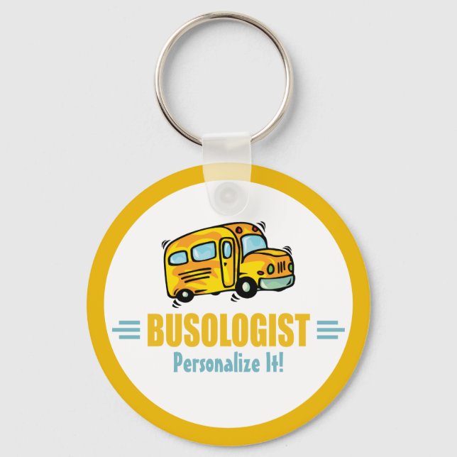Funny Yellow School Bus Driver Humorous Key Ring (Front)
