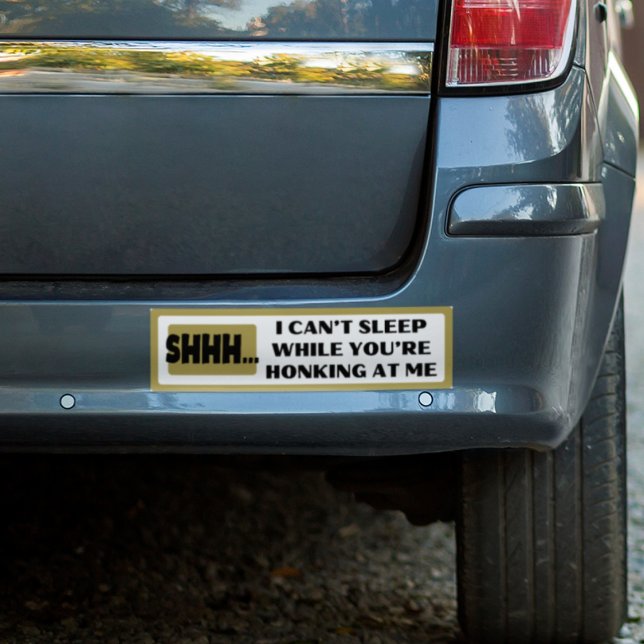 Funny Yellow Sleep Dangerous Driving Phrase  Bumper Sticker (Creator Uploaded)