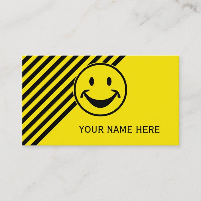 Funny yellow & stripes + your backg. & idea business card (Front)
