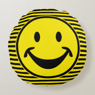 Funny yellow & stripes + your backg. & idea round cushion