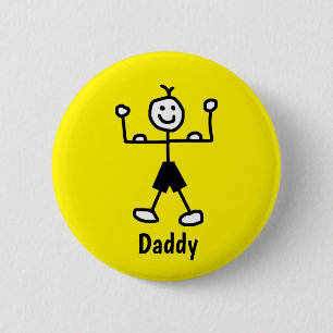 Funny Yellow Strong Man Daddy Cartoon Father's Day 6 Cm Round Badge
