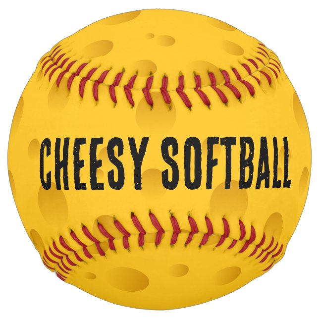 Funny yellow Swiss cheese softball sports gift (Front)