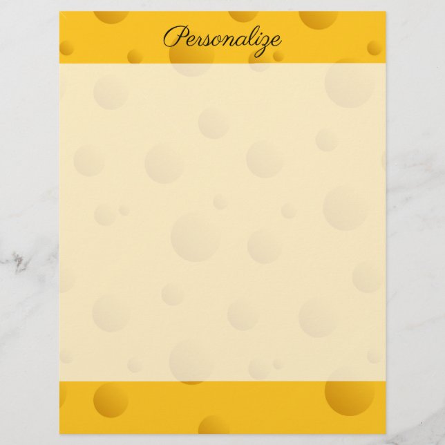 Funny yellow swiss cheese texture writing paper (Front)