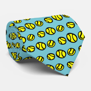 Funny yellow tennis ball pattern neck tie