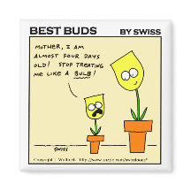 Funny Yellow Tulips Mother and Daughter Cartoon