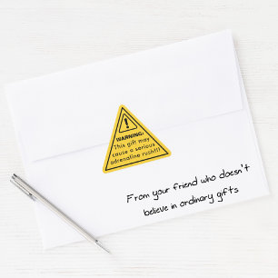 Funny Yellow Warning Sticker   Adrenaline Rush