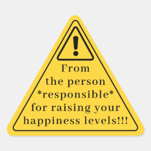 Funny Yellow “Warning” Triangle Gift Sticker