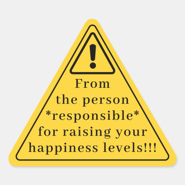 Funny Yellow “Warning” Triangle Gift Sticker (Front)