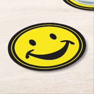 Funny yellow + your backg. & ideas round paper coaster