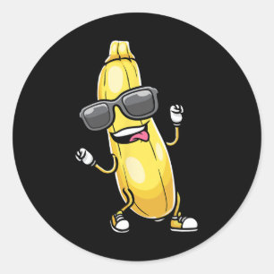 Funny Yellow Zucchini Dancing For Vegetable Lovers Classic Round Sticker