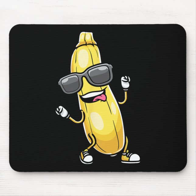 Funny Yellow Zucchini Dancing For Vegetable Lovers Mouse Mat (Front)
